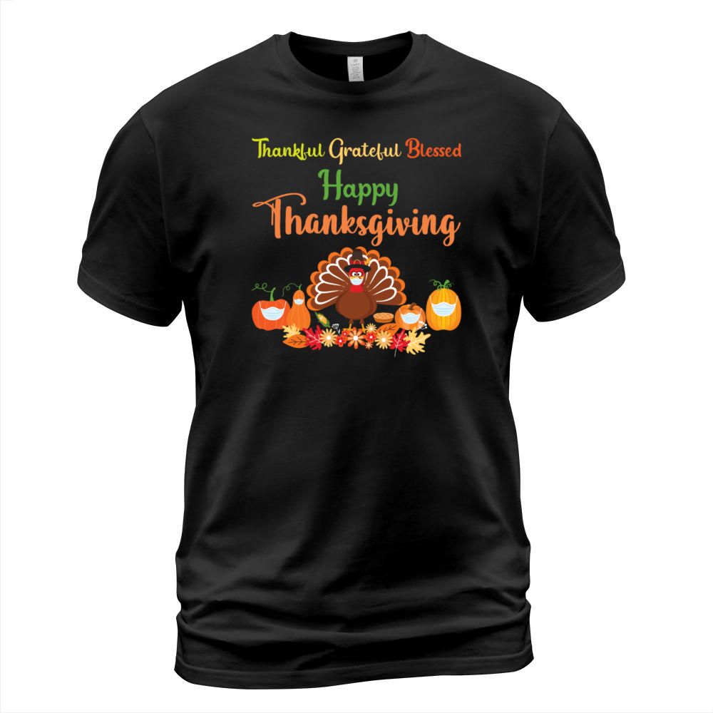 Happy thanksgiving turkey with mask Men's T-Shirt