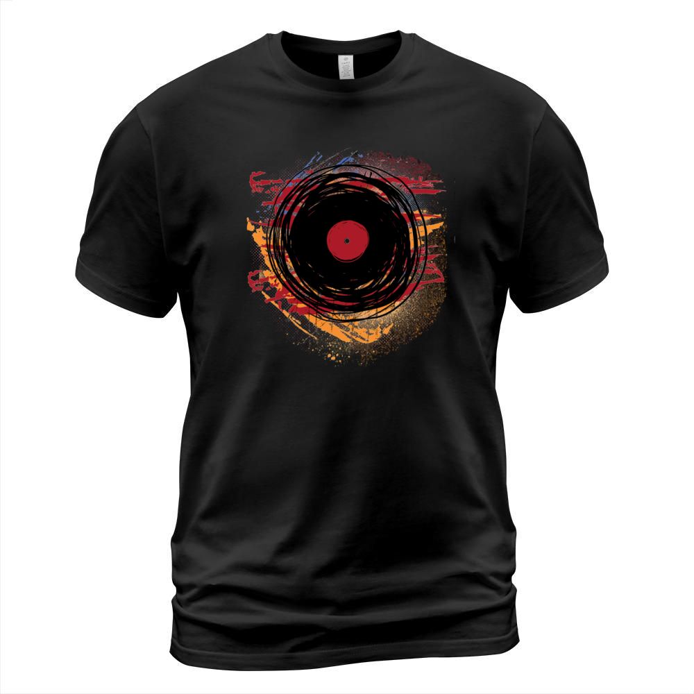 Vinyl Record Grunge Paint and Scratches Music DJ T-Shirt Unisex