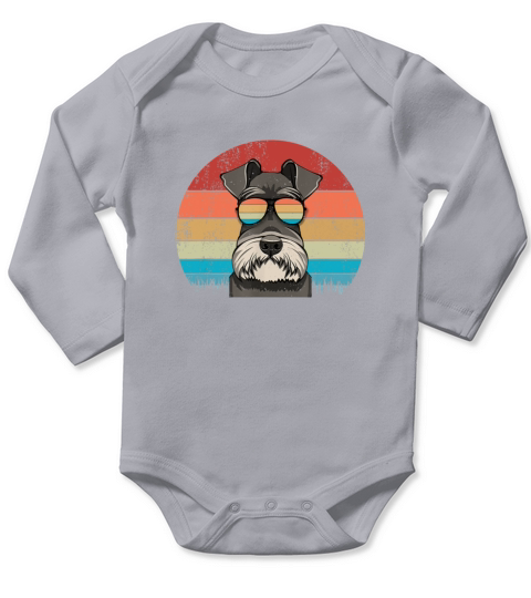 Dog Vintage Best Schnauzer Dad Ever Father Day Vintage Sunglass Long Sleeve Baby One-Piece