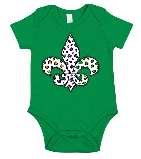 FleurDeLis Mardi Gras Short Sleeve Baby One-Piece