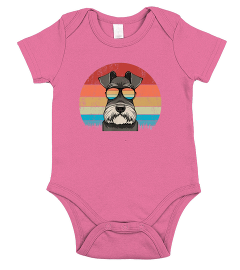 Dog Vintage Best Schnauzer Dad Ever Father Day Vintage Sunglass Short Sleeve Baby One-Piece