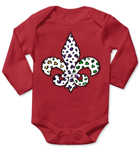FleurDeLis Mardi Gras Long Sleeve Baby One-Piece