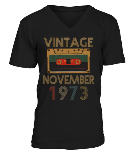 vintage november 1973 V-Neck T-shirt