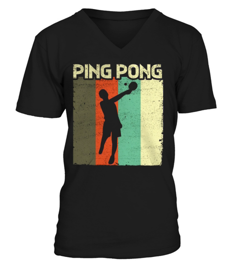 Mens Perfect Men s Retro Ping Pong Table Tennis T-Shirt V-Neck T-shirt