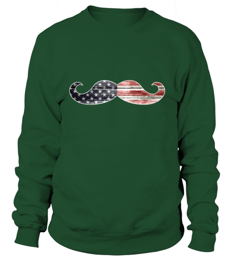 Patriotic, American Flag Mustache Sweatshirt Unisex