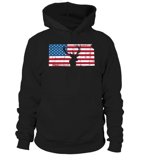 American Flag Kansas Deer Hunting Patriotic T-Shirt Hoodie Unisex