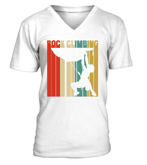Classic Vintage Retro Rock Climbing Funny Tshirt. Best Gift V-Neck T-shirt