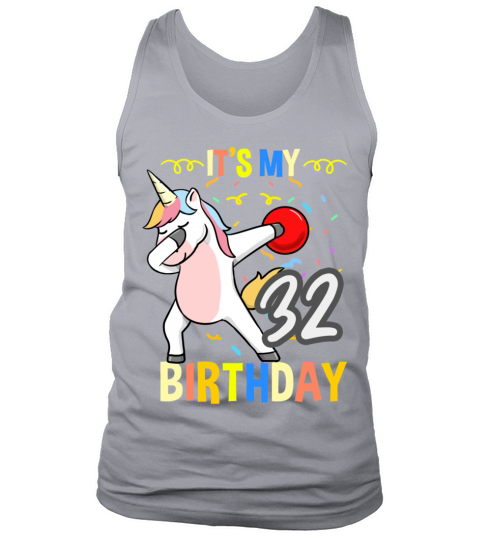 Its My 32nd Birthday Dabbing Unicorn Bowling Tank Top Unisex