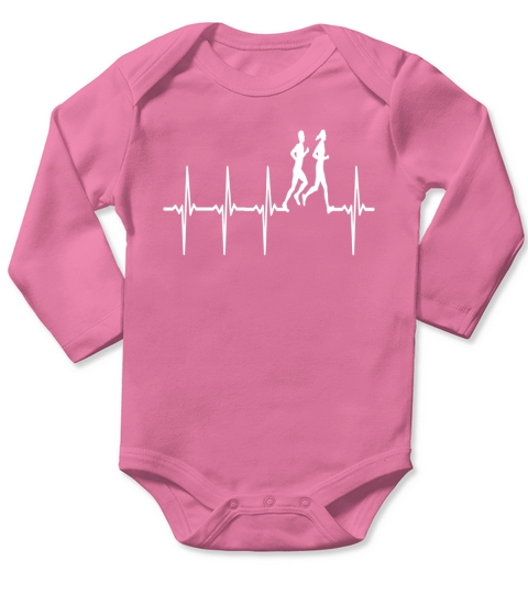 Cross country running heartbeat gift for sports man Long Sleeve Baby One-Piece