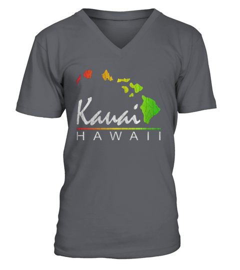 Kauai Hawaii (Distressed Vintage Look) V-Neck T-shirt