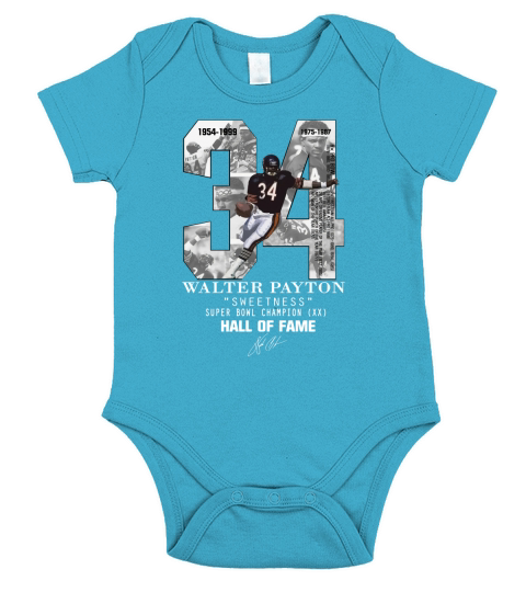 34 Walter Payton Sweetness Super Bowl Champion Hall Of Fame shirt Short Sleeve Baby One-Piece