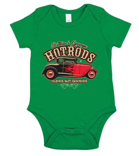 Vintage Car Outlaw garage hotrods oldies but goodies Short Sleeve Baby One-Piece
