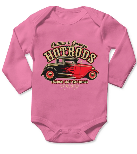 Vintage Car Outlaw garage hotrods oldies but goodies Long Sleeve Baby One-Piece