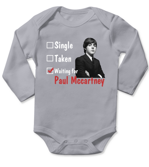 Vintage Waiting For Paul Mccartney Long Sleeve Baby One-Piece