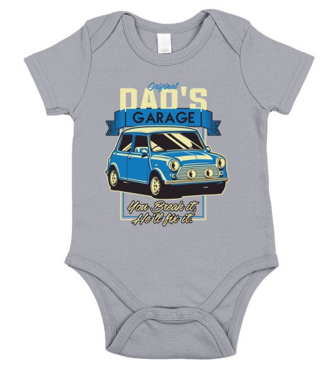 Vintage Car Original dads garage you break it, hell fix it Short Sleeve Baby One-Piece