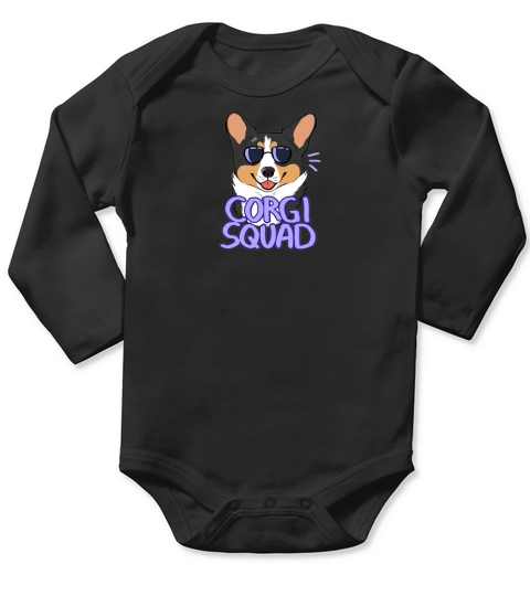 CORGI SQUAD (black tricolor) - Hat Long Sleeve Baby One-Piece