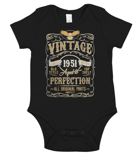 Vintage 1951 Birthday Gift T shirt Short Sleeve Baby One-Piece