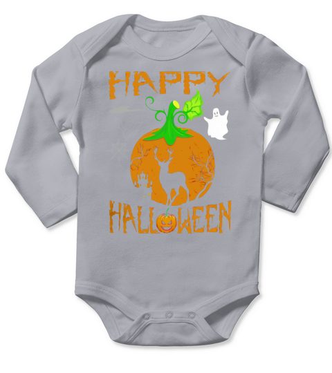 DEER In Pumpkin Happy Halloween Day Funny T-Shirt Gift Long Sleeve Baby One-Piece