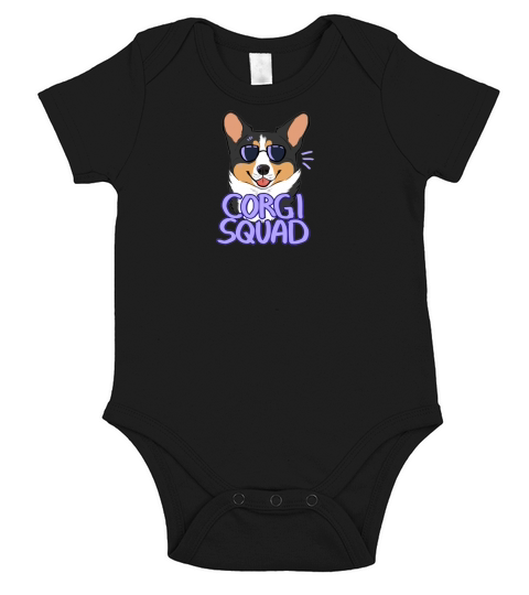 CORGI SQUAD (black tricolor) - Hat Short Sleeve Baby One-Piece