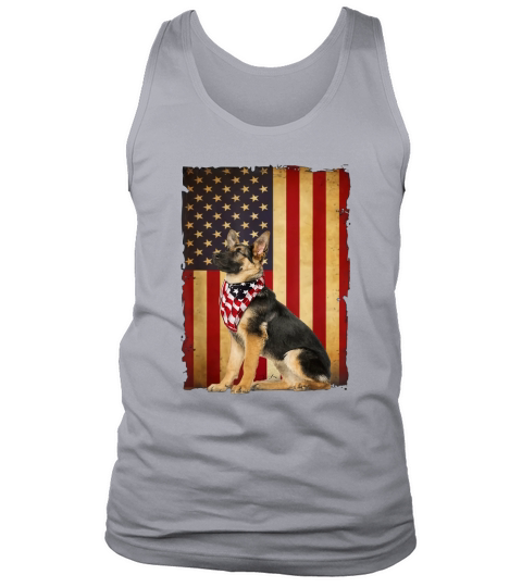 Vintage German Shepherd Dog 4th Of July American Flag shirt Tank Top Unisex
