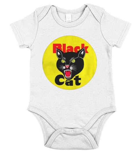 Black Cat Fireworks Firecracker T-Shirt Short Sleeve Baby One-Piece