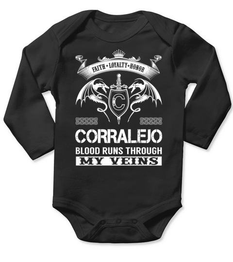 CORRALEJO Last Name, Surname Tshirt Long Sleeve Baby One-Piece
