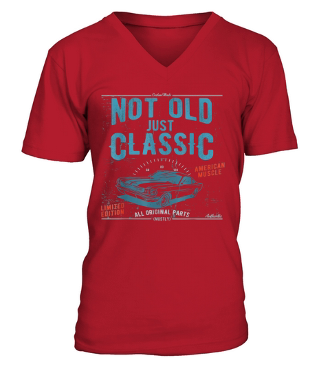 Not Old Just Classic Vintage Car Birthday Tshirt Gift V-Neck T-shirt