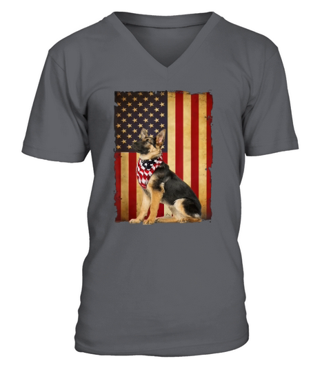 Vintage German Shepherd Dog 4th Of July American Flag shirt V-Neck T-shirt