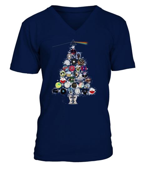 Pink Floyd Albums Christmas tree V-Neck T-shirt