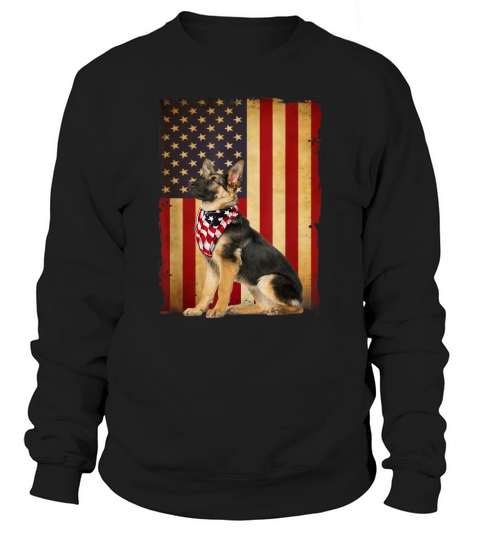 Vintage German Shepherd Dog 4th Of July American Flag shirt Sweatshirt Unisex