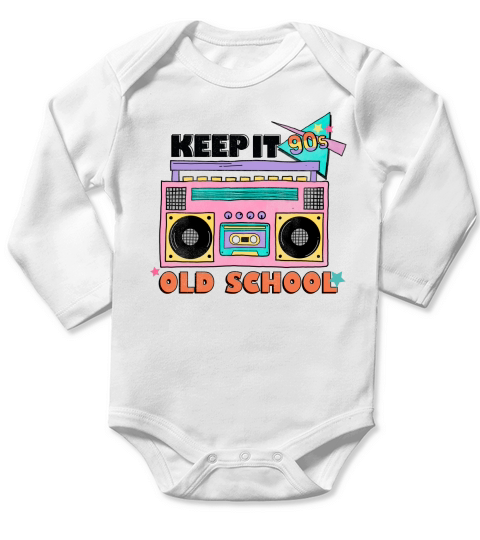 Keep it 90s old school Long Sleeve Baby One-Piece