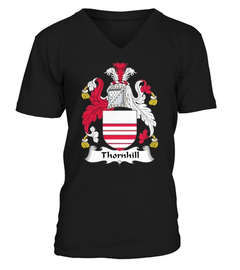 Thornhill Family Crest British Family Crests V-Neck T-shirt