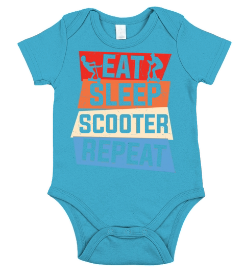 Eat sleep scooter repeat Short Sleeve Baby One-Piece