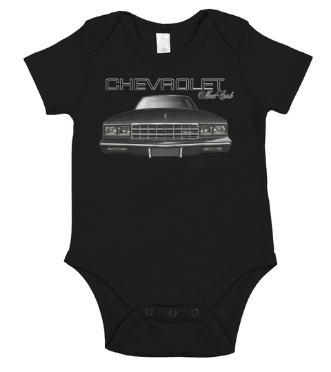 1980s Chvy Monte Carlo Front Black Short Sleeve Baby One-Piece