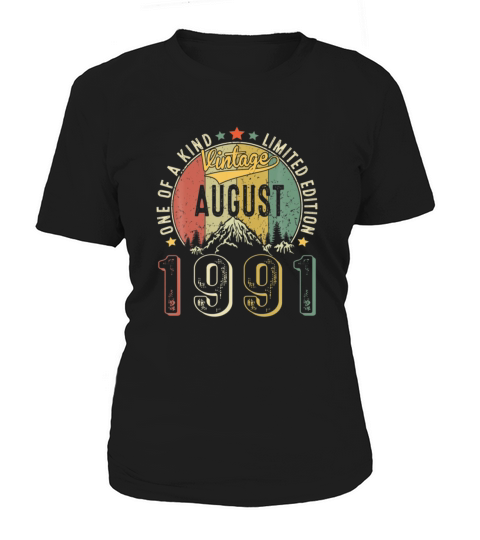 Vintage August 1991 Retro 30th Birthday 30 Years Women's T-Shirt