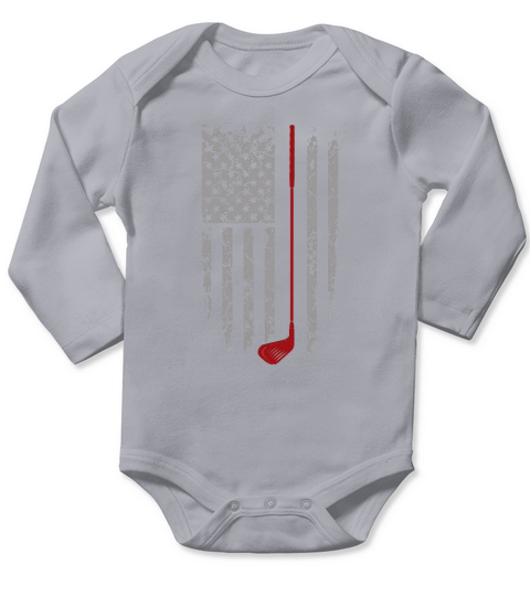 American Flag Cool Golf T-Shirt Long Sleeve Baby One-Piece