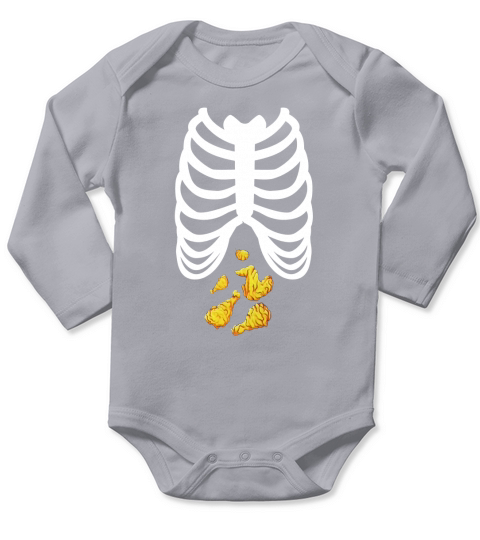 Fried Chicken Lovers Tshirt Halloween Skeleton Rib Cage Xray Long Sleeve Baby One-Piece