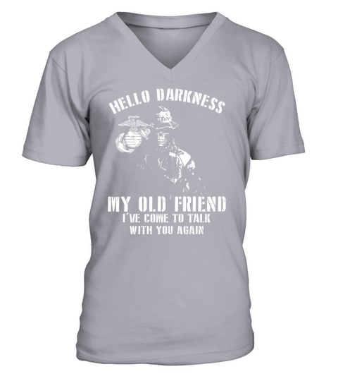 Marine Warrior hello darkness my old friend V-Neck T-shirt