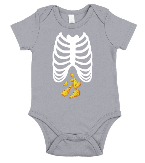 Fried Chicken Lovers Tshirt Halloween Skeleton Rib Cage Xray Short Sleeve Baby One-Piece