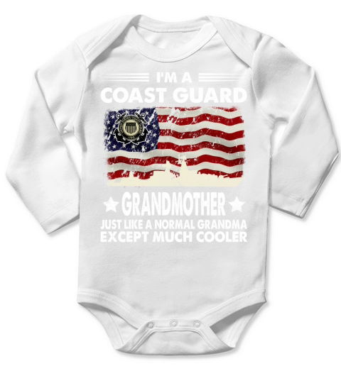 I Am A Coast Guard Grandmother Like A Normal Grandma Except Much Cooler Military US Flag Long Sleeve Baby One-Piece