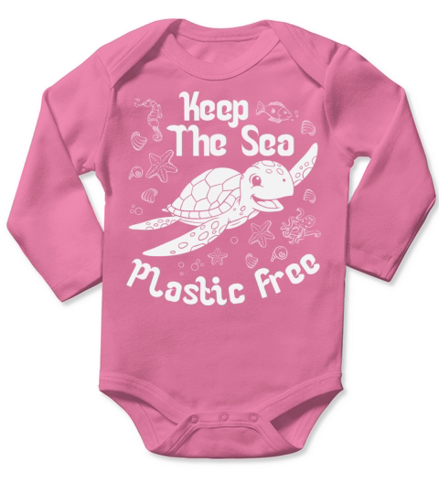 Ocean Keep The Sea Plastic Free Turtle Long Sleeve Baby One-Piece