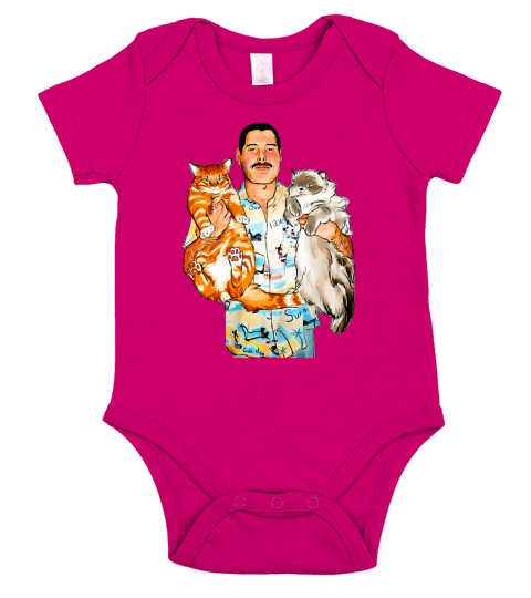 Freddie Mercury hug cats Short Sleeve Baby One-Piece