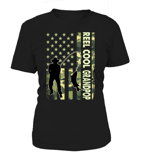Reel Cool Grandpop Camouflage American Flag Father’s Day Gif shirt Women's T-Shirt