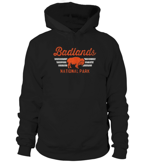 Vintage Badlands National Park Retro Bison T-Shirt Hoodie Unisex