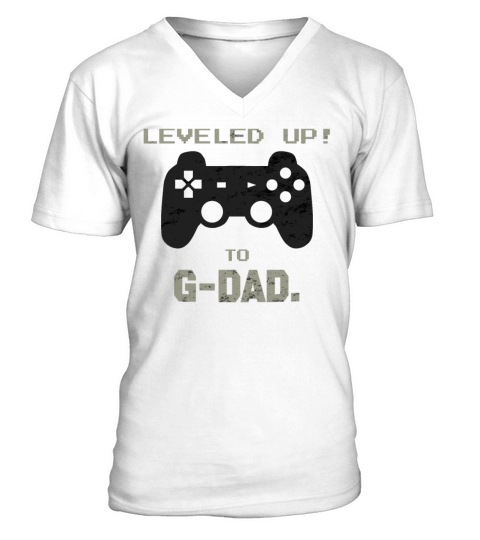 LEVELED UP to G-dad for New Grandpas V-Neck T-shirt