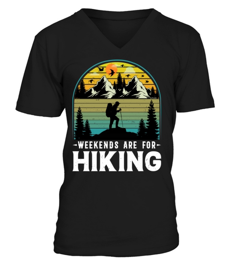 Weekends Are For Hiking T Shirt Design (2) V-Neck T-shirt