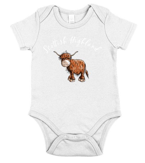 Funny Scottish Highland Cattle T-Shirt - Cow Gift Women Men Short Sleeve Baby One-Piece