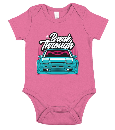 Vintage Car Break through Short Sleeve Baby One-Piece