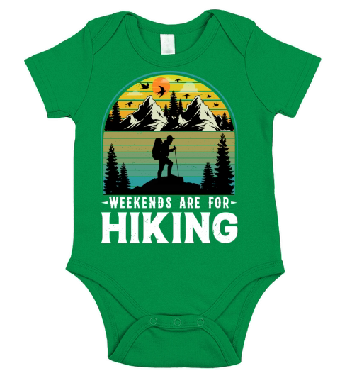 Weekends Are For Hiking T Shirt Design (2) Short Sleeve Baby One-Piece