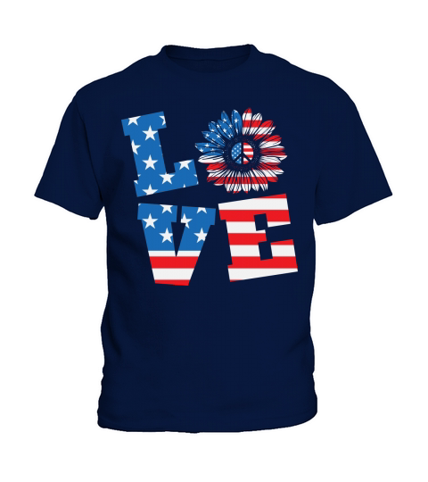 4th of July American Flag love Kids T-Shirt